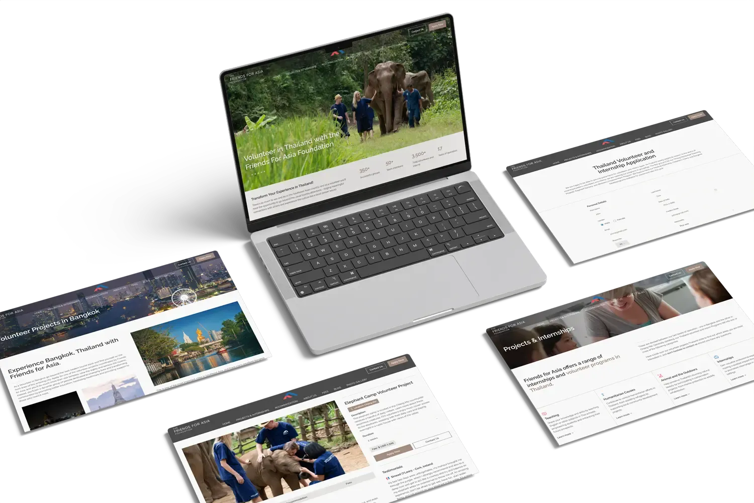 Web design rebranding for Volunteer Thailand.