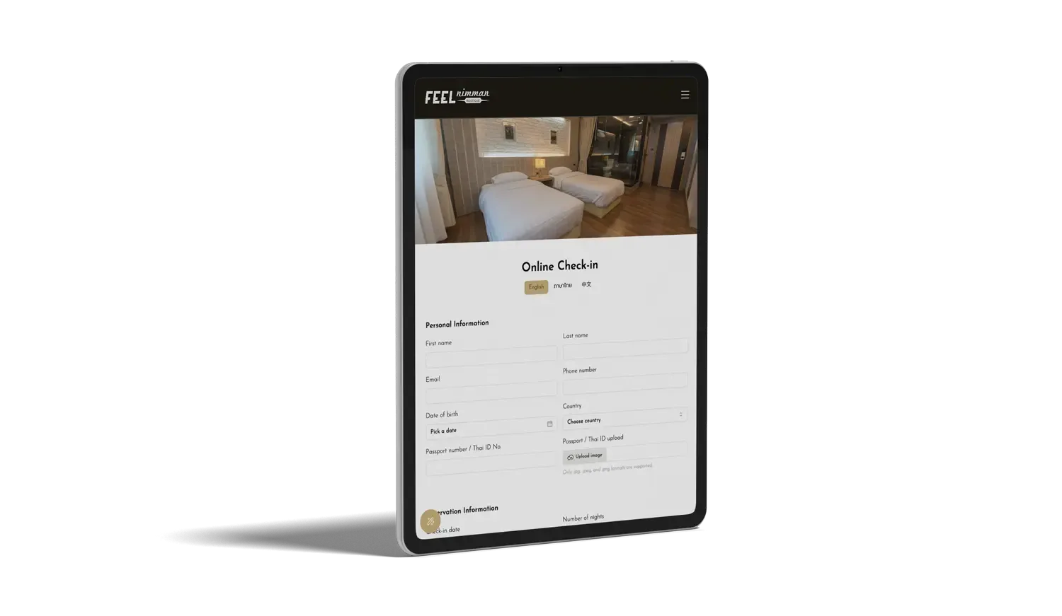 Hotel online check-in integration