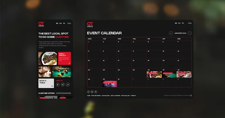 Website with content management system to update events and weekly specials.