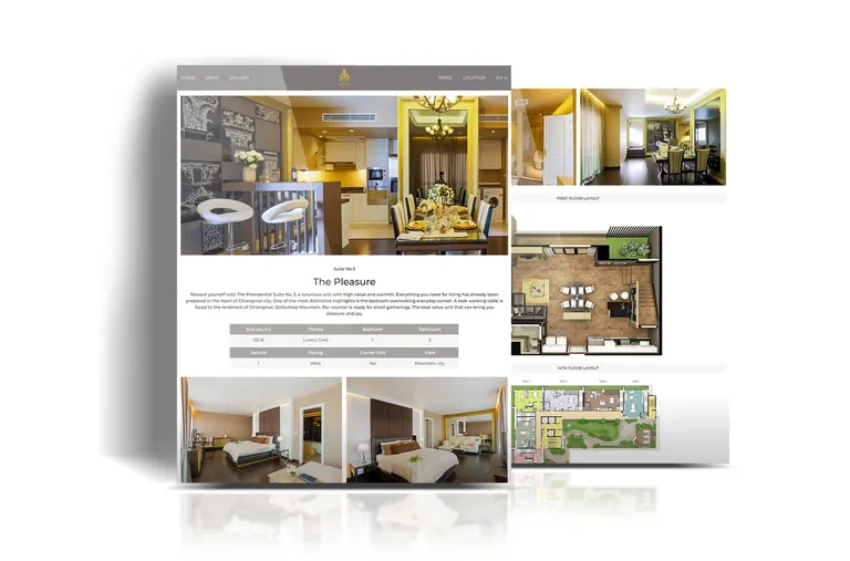 Web design mock for Shine Condominium in Chiang Mai