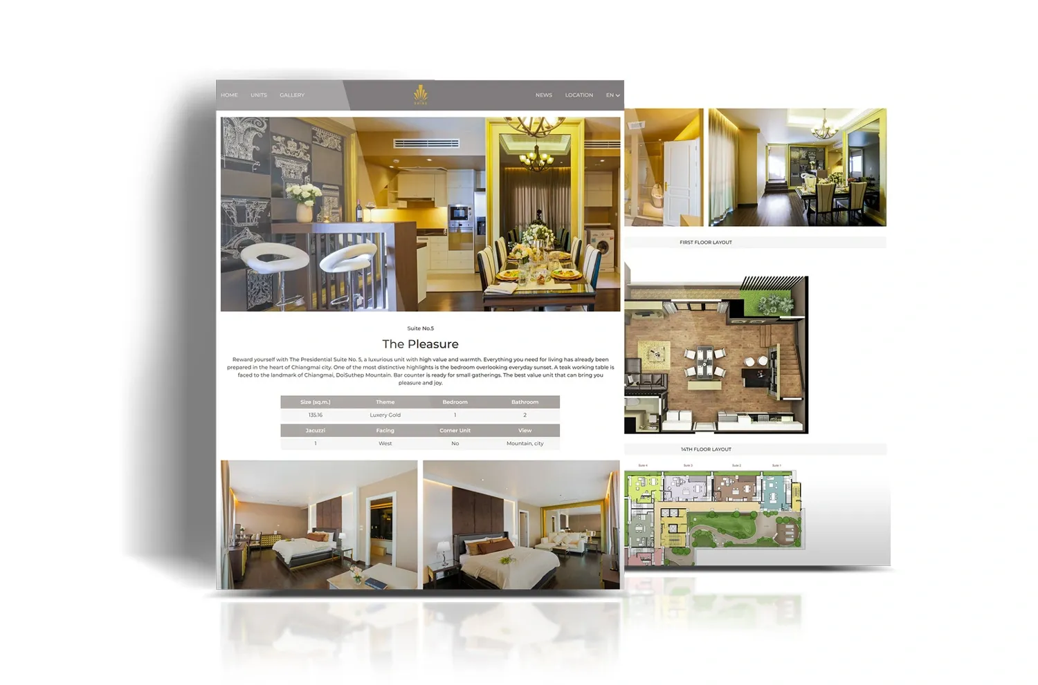Web design mock for Shine Condominium in Chiang Mai